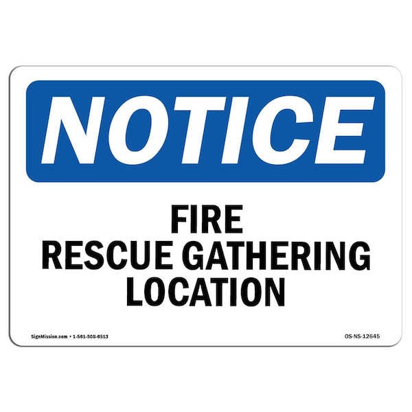 OSHA Sign, Fire Rescue Gathering Location, 5in X 3.5in Decal, 10PK, 3.5" W, 5" L, Landscape, PK10